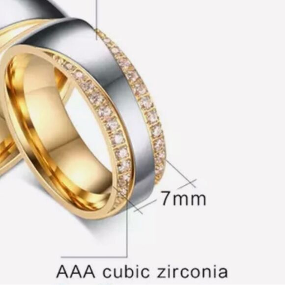 Cubic Zirconia Stainless Steel Ring - Picture 5 of 5